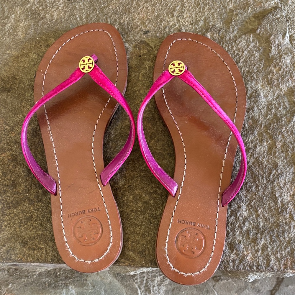 Tory Burch Fuchsia and Brown Sandals